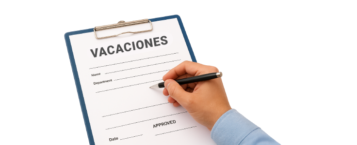 Cómo liquidar el pago de vacaciones de servicio doméstico en Colombia Mano firmando un acuerdo, representando el procedimiento para solicitar vacaciones