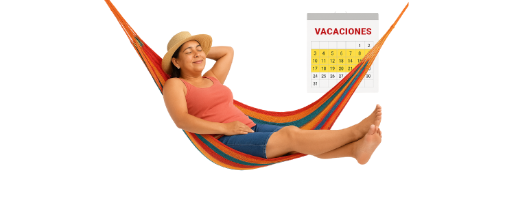 Calendario marcado con 15 días resaltados, simbolizando el período de vacaciones